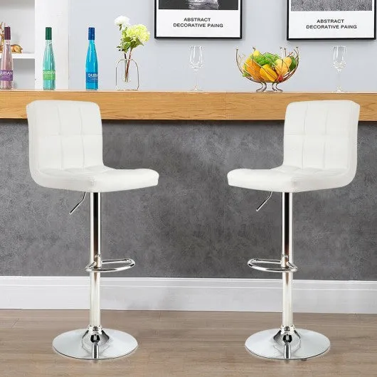1 PC Bar Stool Swivel Adjustable PU Leather Barstools Bistro Pub Chair-White
