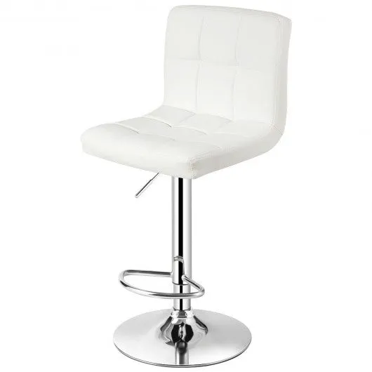1 PC Bar Stool Swivel Adjustable PU Leather Barstools Bistro Pub Chair-White