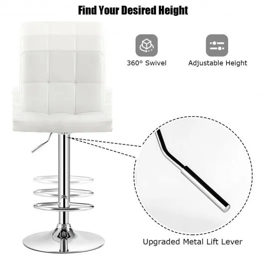 1 PC Bar Stool Swivel Adjustable PU Leather Barstools Bistro Pub Chair-White
