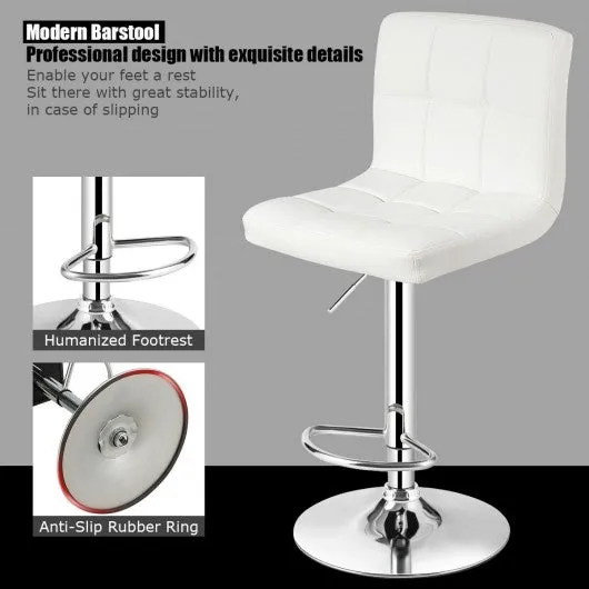 1 PC Bar Stool Swivel Adjustable PU Leather Barstools Bistro Pub Chair-White