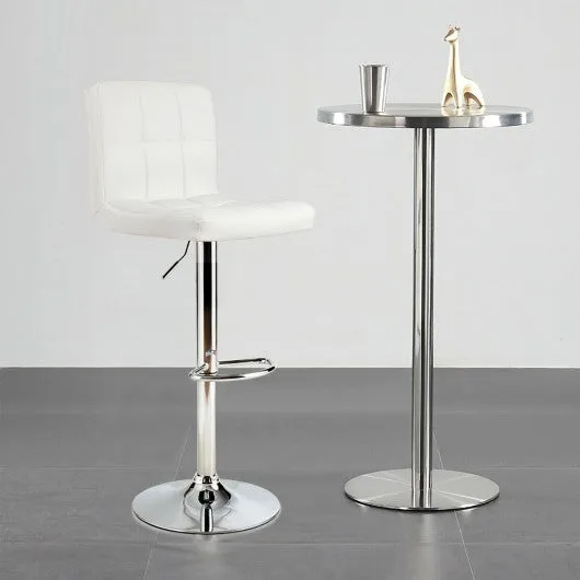 1 PC Bar Stool Swivel Adjustable PU Leather Barstools Bistro Pub Chair-White