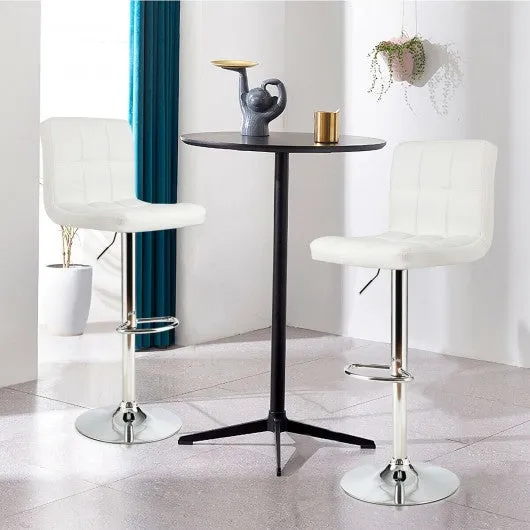 1 PC Bar Stool Swivel Adjustable PU Leather Barstools Bistro Pub Chair-White