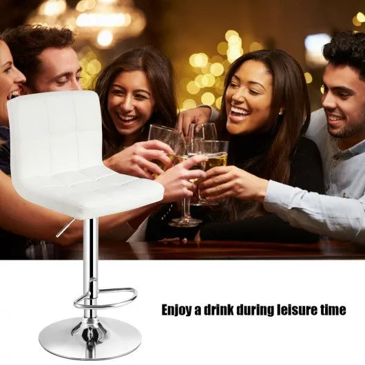 1 PC Bar Stool Swivel Adjustable PU Leather Barstools Bistro Pub Chair-White