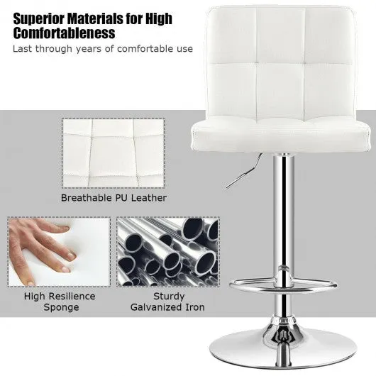 1 PC Bar Stool Swivel Adjustable PU Leather Barstools Bistro Pub Chair-White