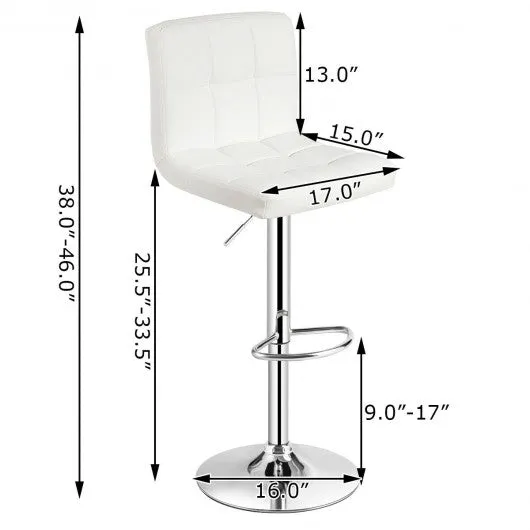 1 PC Bar Stool Swivel Adjustable PU Leather Barstools Bistro Pub Chair-White