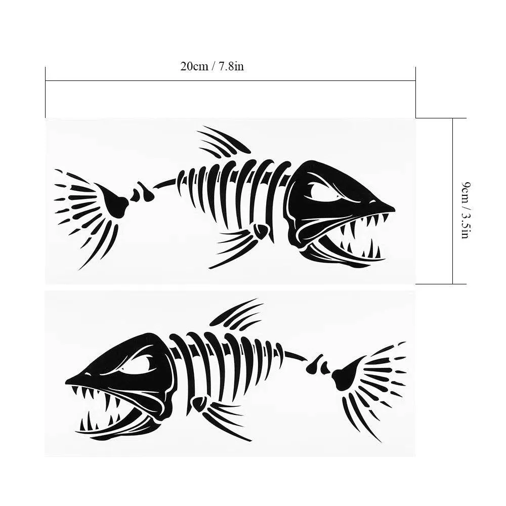 2 Pieces Fish Teeth Mouth Stickers Skeleton Fish Stickers Kayak Accessories Fishing Boat Canoe Kayak Graphics Accessories