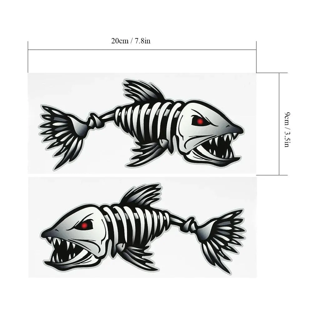 2 Pieces Fish Teeth Mouth Stickers Skeleton Fish Stickers Kayak Accessories Fishing Boat Canoe Kayak Graphics Accessories