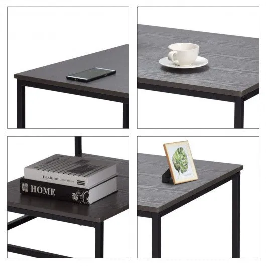 2-Tier Cocktail Accent End Coffee Table w/ Shelf