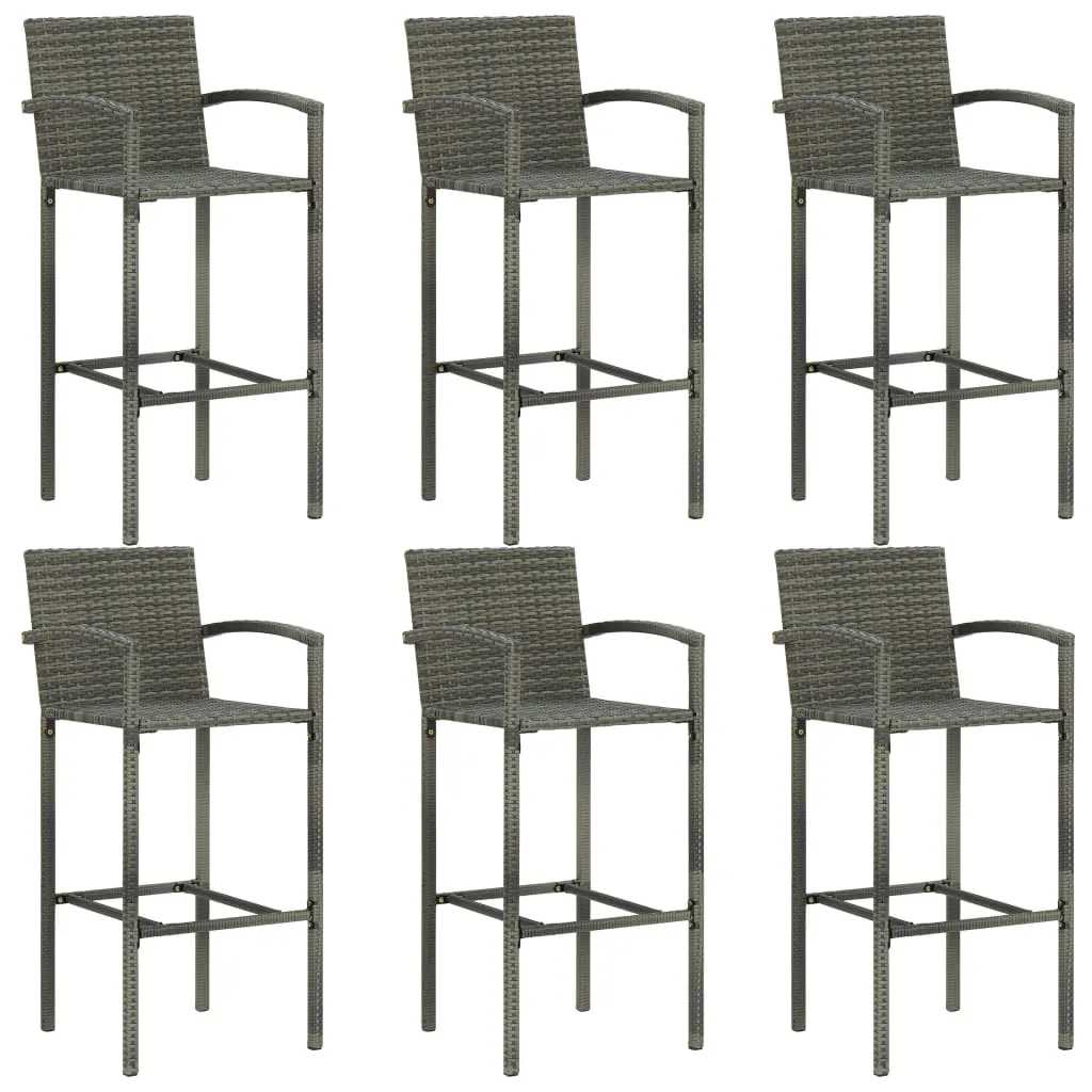 7 Piece Outdoor Bar Set with Armrest Poly Rattan Grey