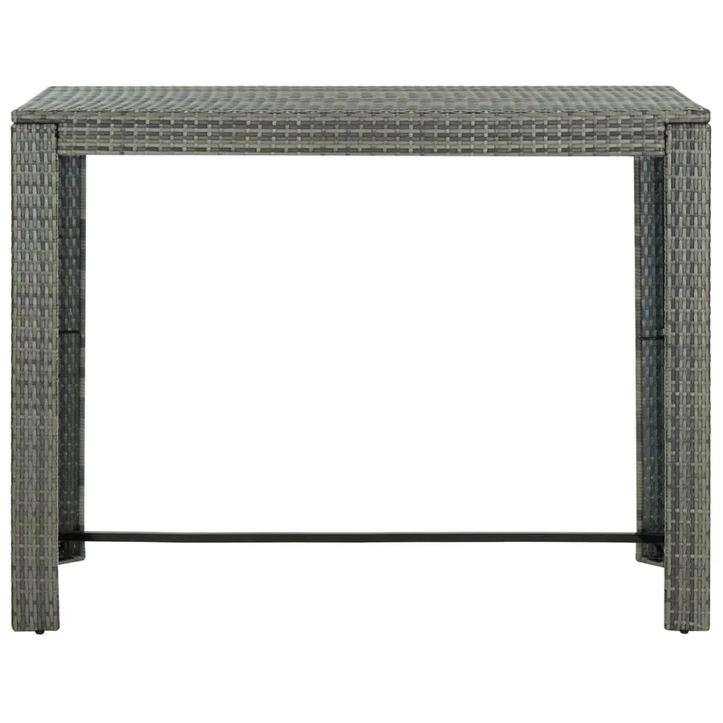7 Piece Outdoor Bar Set with Armrest Poly Rattan Grey
