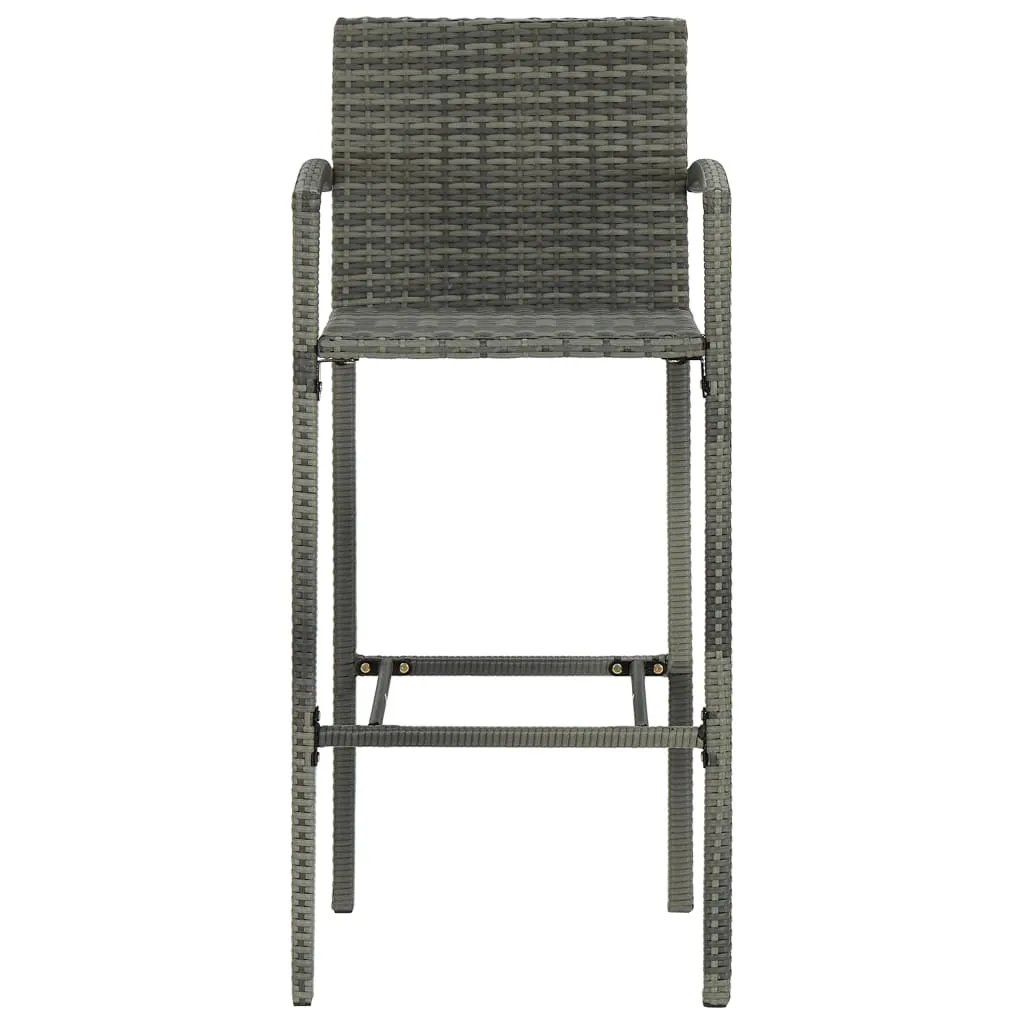 7 Piece Outdoor Bar Set with Armrest Poly Rattan Grey