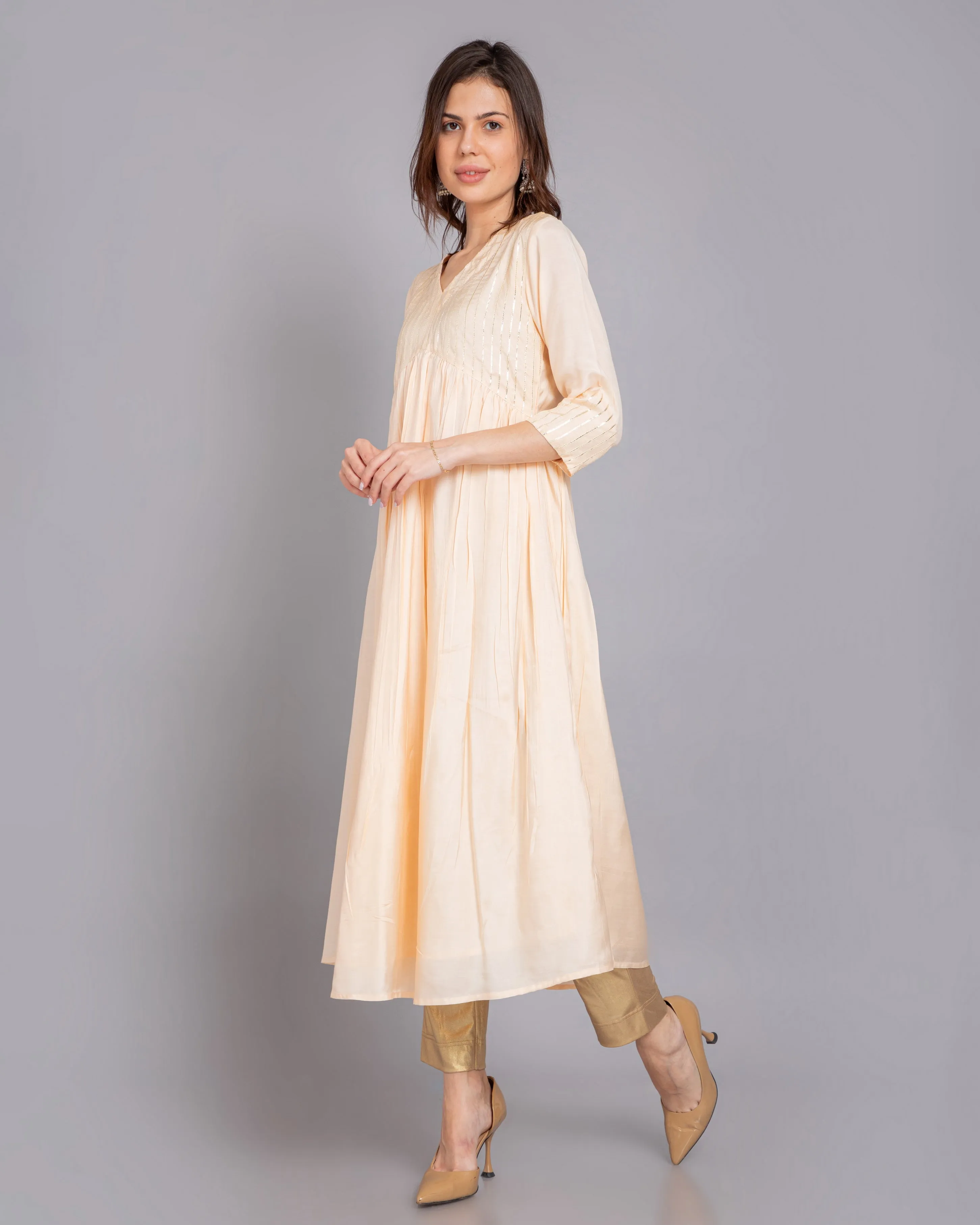 Alia Cut Kurti in Rich Silk with Gota Work