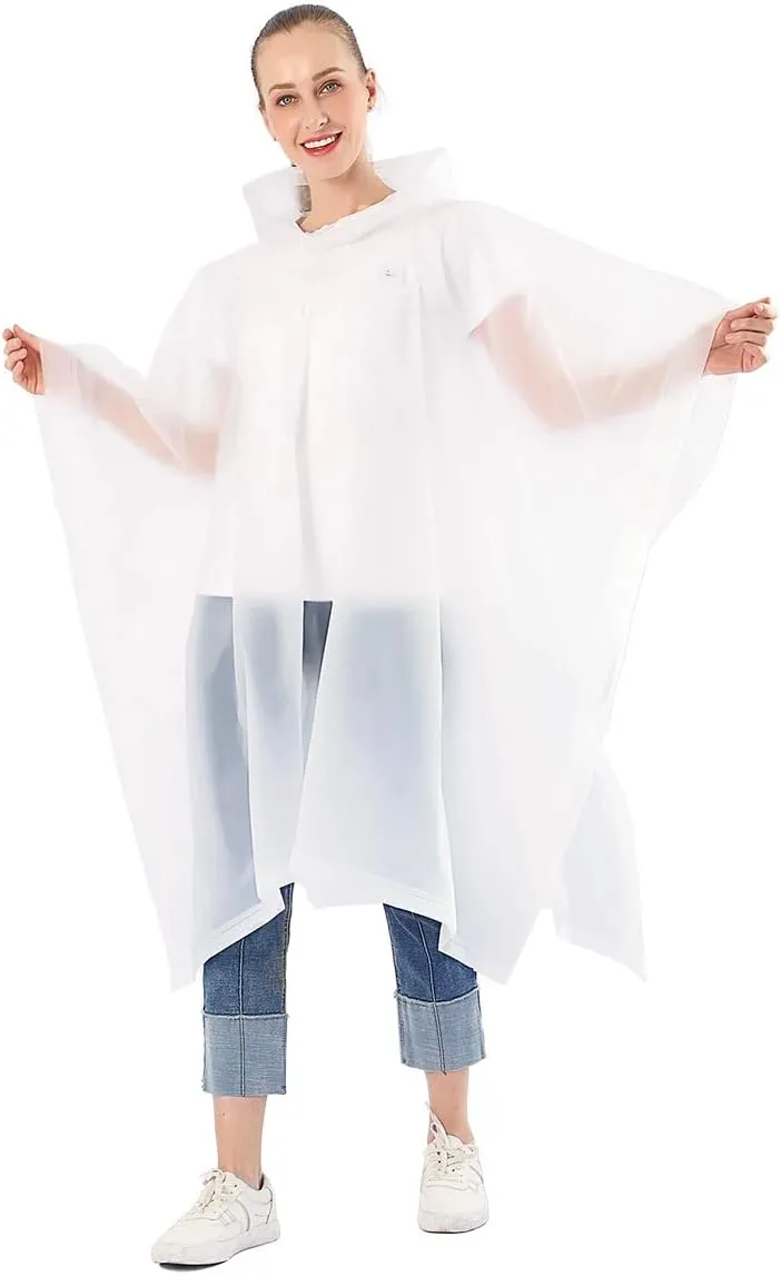 ANTVEE Reusable Rain Ponchos for Adult 2 Pack for Women and Men with Drawstring Hood
