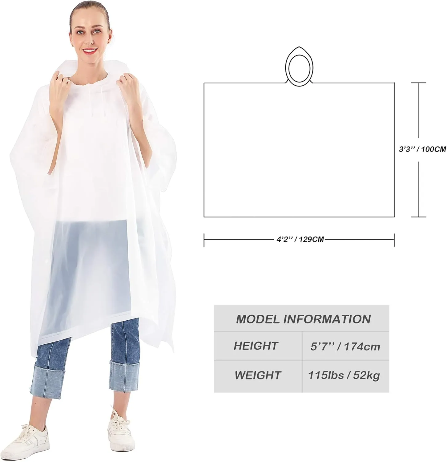 ANTVEE Reusable Rain Ponchos for Adult 2 Pack for Women and Men with Drawstring Hood