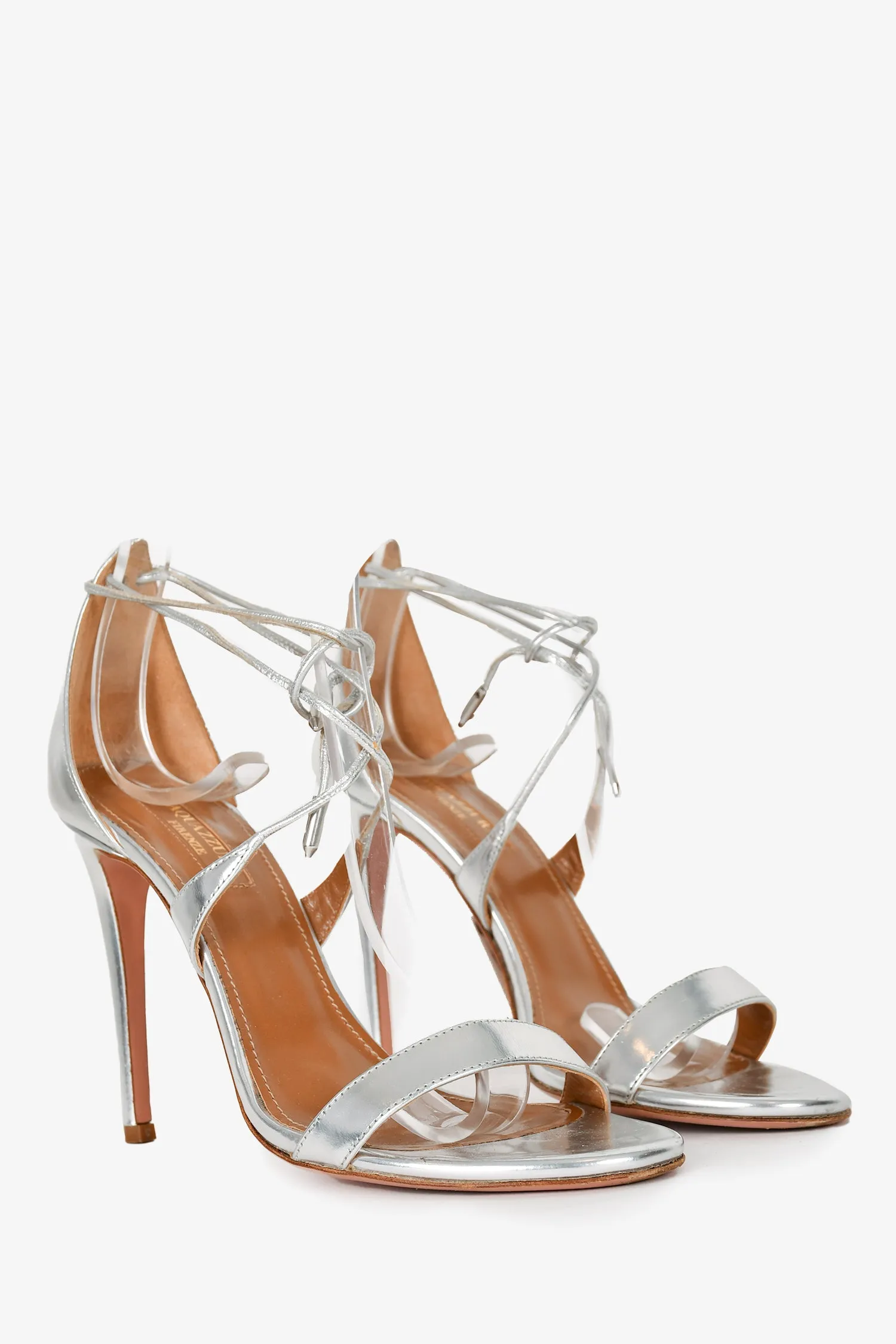 Aquazurra Silver Metallic Heels Size 36