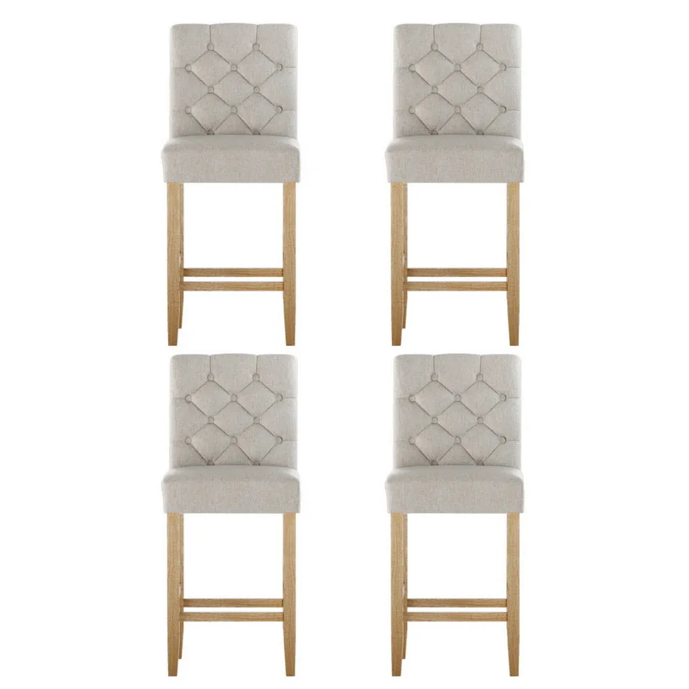 Artiss 4x Bar Stools Linen Upholstered Chairs