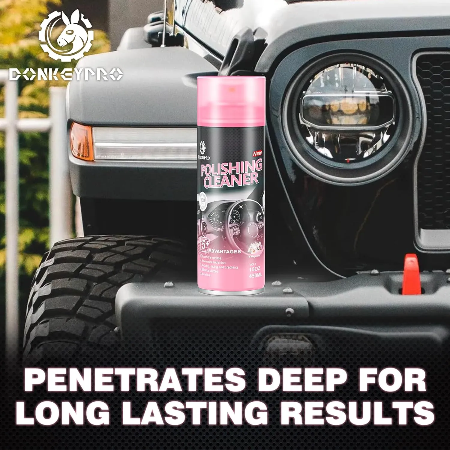 Car Interior Cleaner, Polishing Cleaner Detailer Spray for Vehicle Detailing, 450ml Aerosol 15 fl oz with Iron Can (3sets)