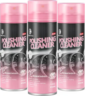 Car Interior Cleaner, Polishing Cleaner Detailer Spray for Vehicle Detailing, 450ml Aerosol 15 fl oz with Iron Can (3sets)