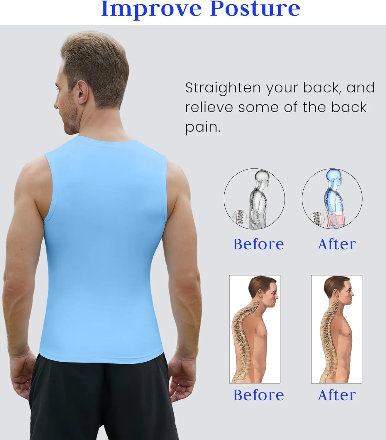 Compression Shirt Men Slimming Body Shaper Vest Crewneck Workout Shirts Tummy Control Undershirts