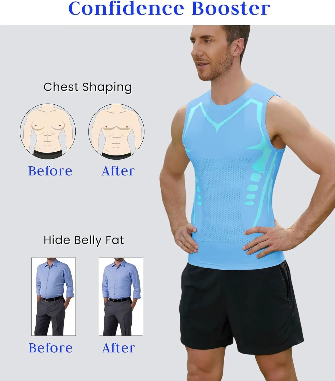 Compression Shirt Men Slimming Body Shaper Vest Crewneck Workout Shirts Tummy Control Undershirts