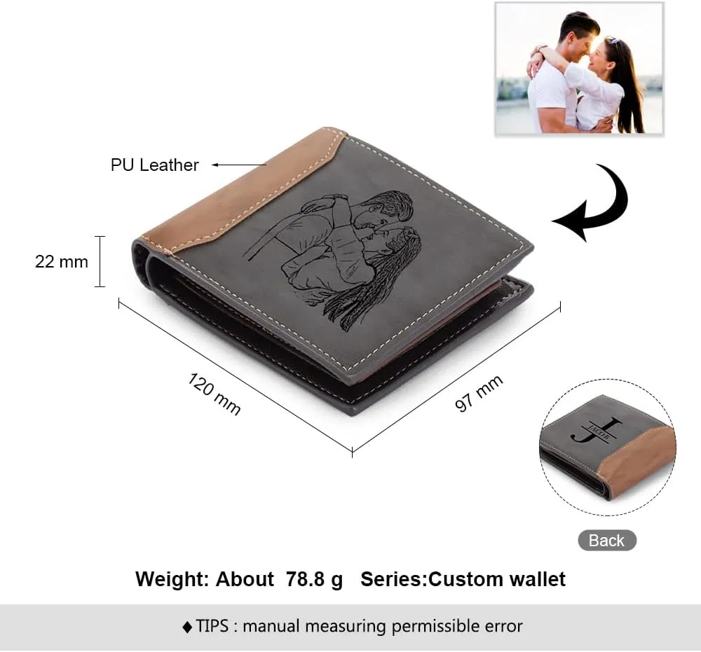 Custom Wallets for Men Personalized Photo Wallets for Mens Engraved Wallets Personalized Gifts for Men Dad Husband Son (Style 7)