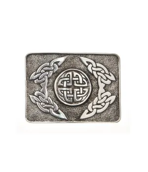 Deluxe Pewter Kilt Belt Buckle - Celtic Circle Knotwork