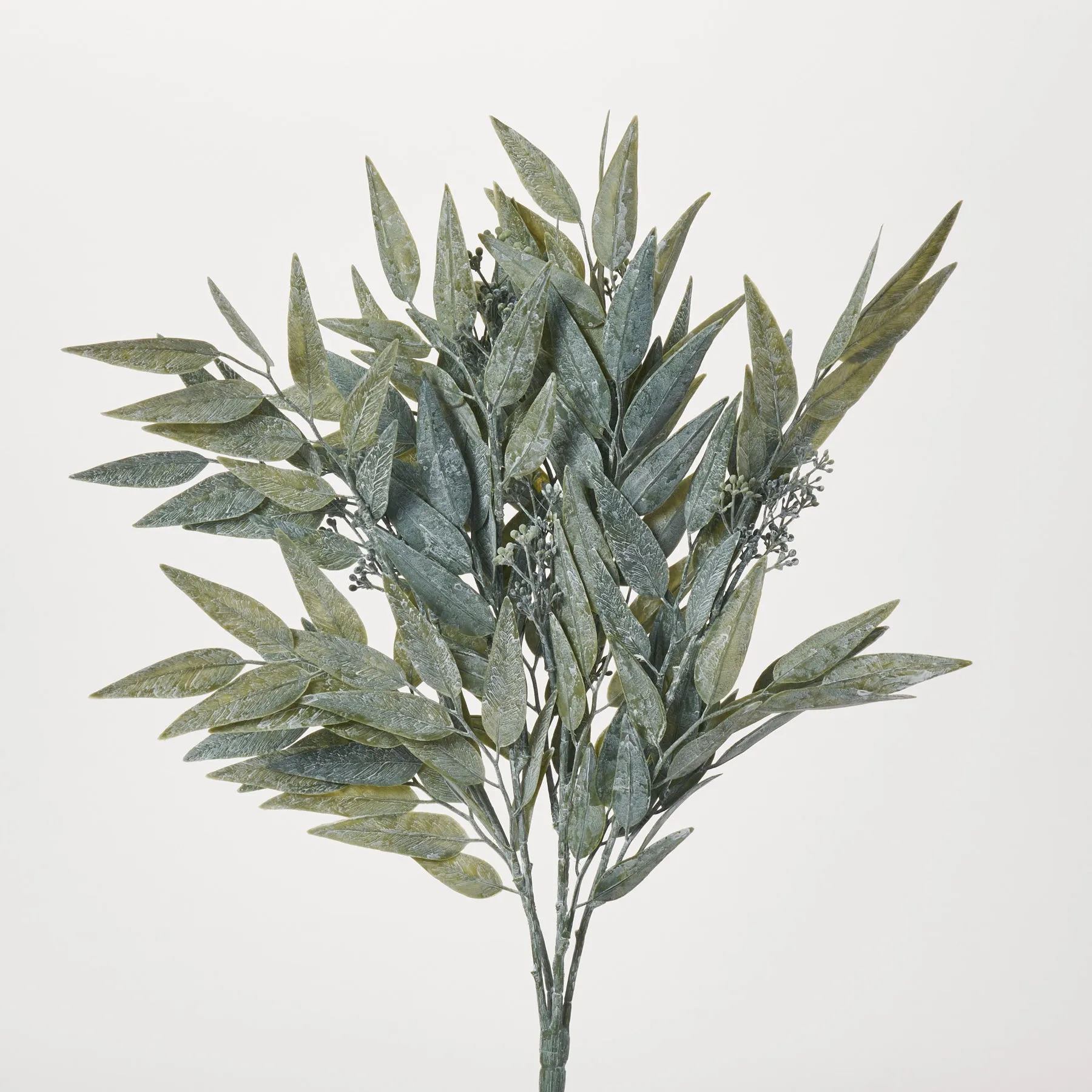 Dusty Green Faux Seeded Bay Leaf Bush Spray - 21"