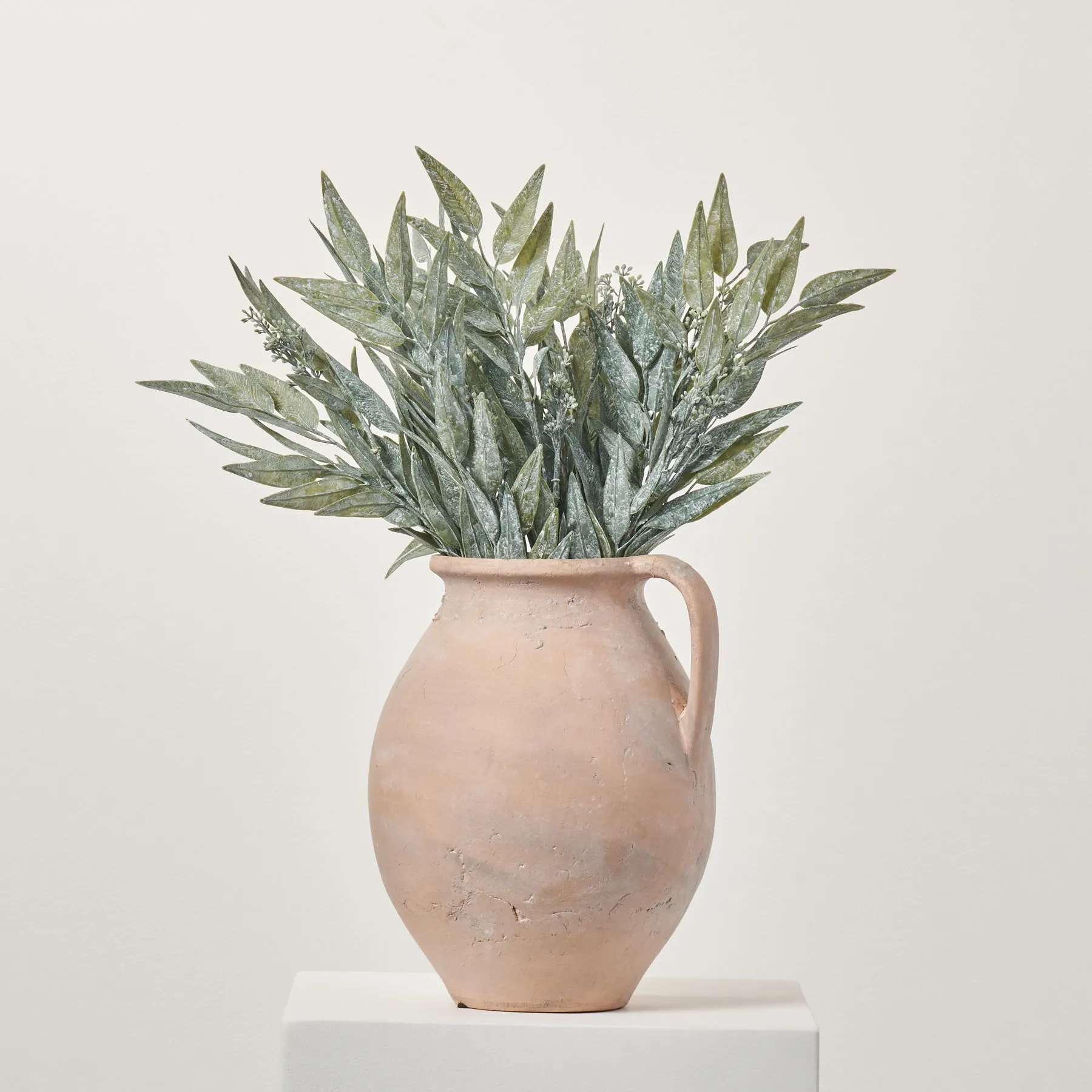 Dusty Green Faux Seeded Bay Leaf Bush Spray - 21"