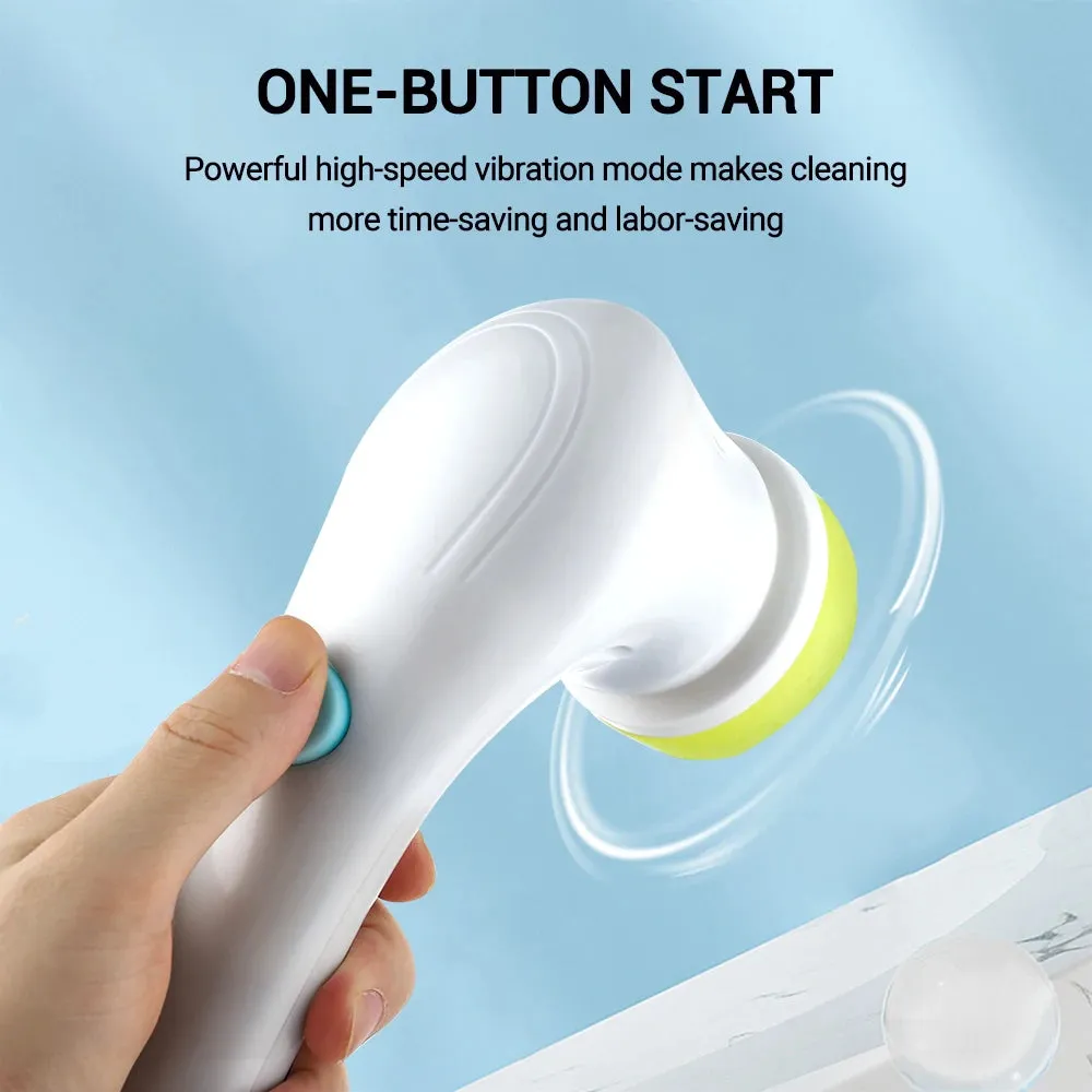 Electric Spin Cleaning Brush with 5 Replace Heads Cordless Portable Scrub Brush Handheld Scrubber Suitable for Bathroom Kitchen
