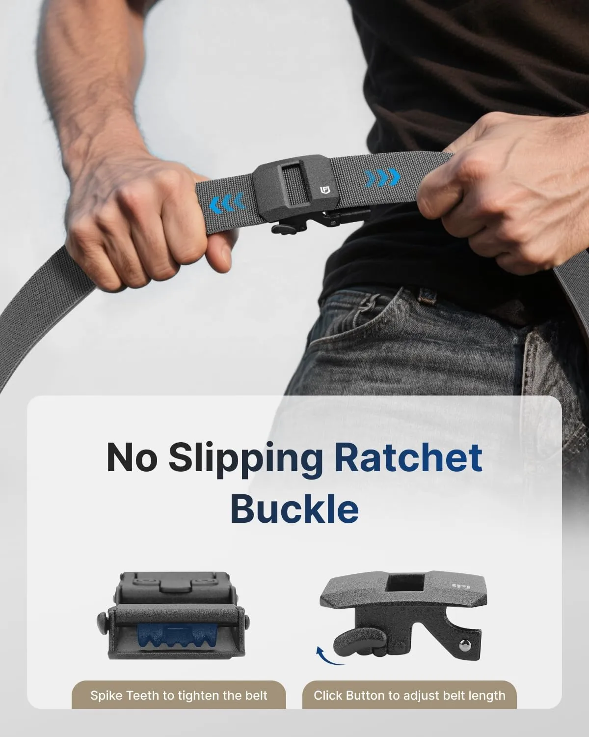 FAIRWIN Ratchet Belt Men - Tactical Stretch Nylon Web Work Belts, Gift for Casual Jeans, Pants, Golf, and Everyday Use