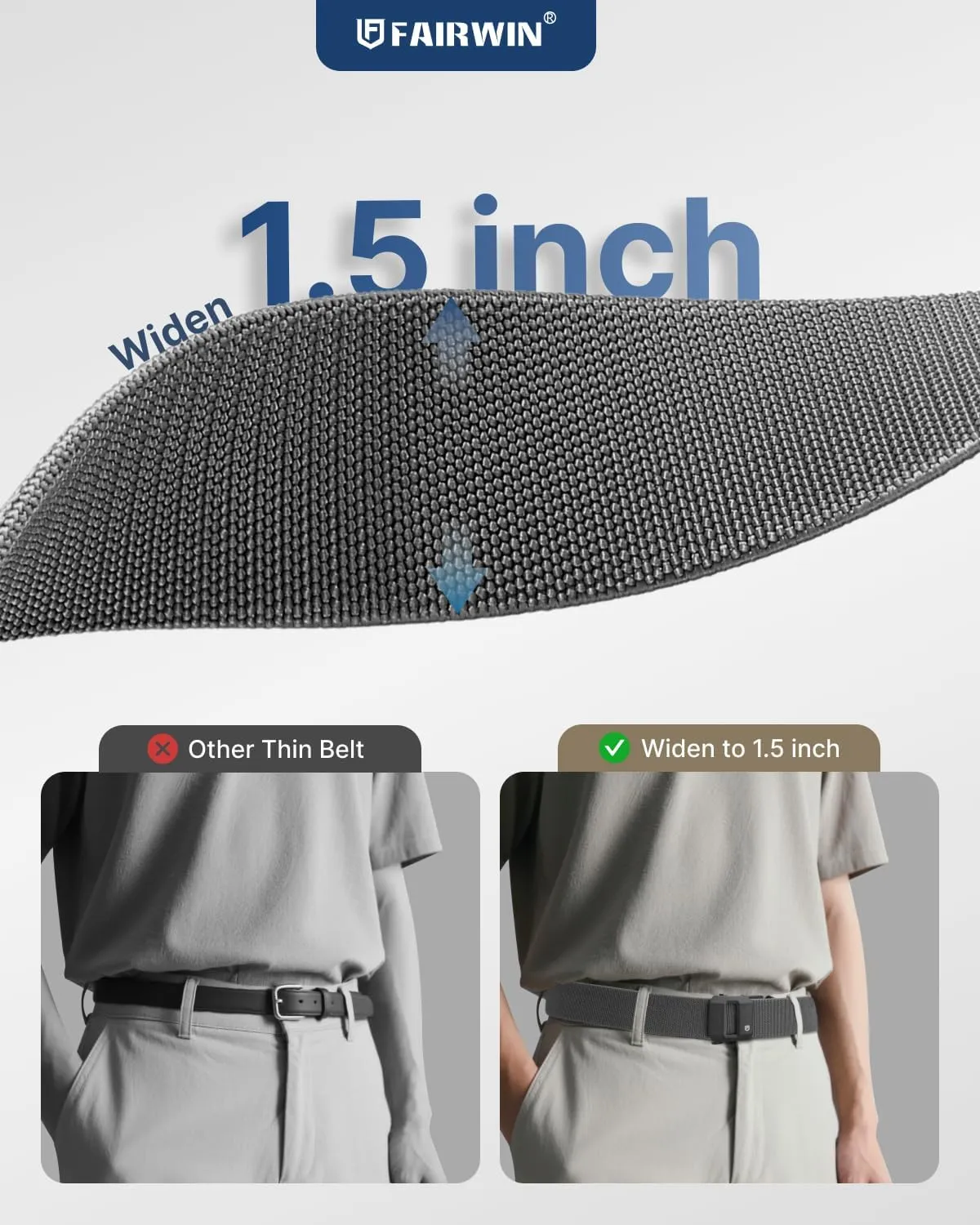 FAIRWIN Ratchet Belt Men - Tactical Stretch Nylon Web Work Belts, Gift for Casual Jeans, Pants, Golf, and Everyday Use