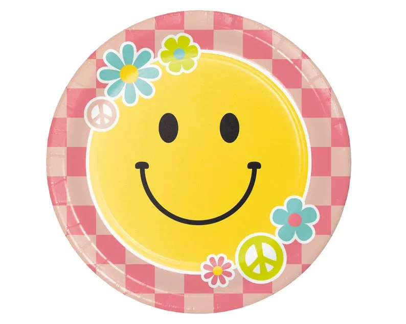 Flower Power Smiley Face Dinner Plates