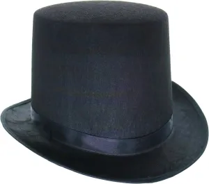 GiftExpress 6" Tall Black Magician Felt Top Hat for Adults, Butler Costume Top Hat, Ringmaster Hat, Steampunk Hat, Dress Up Party Hat