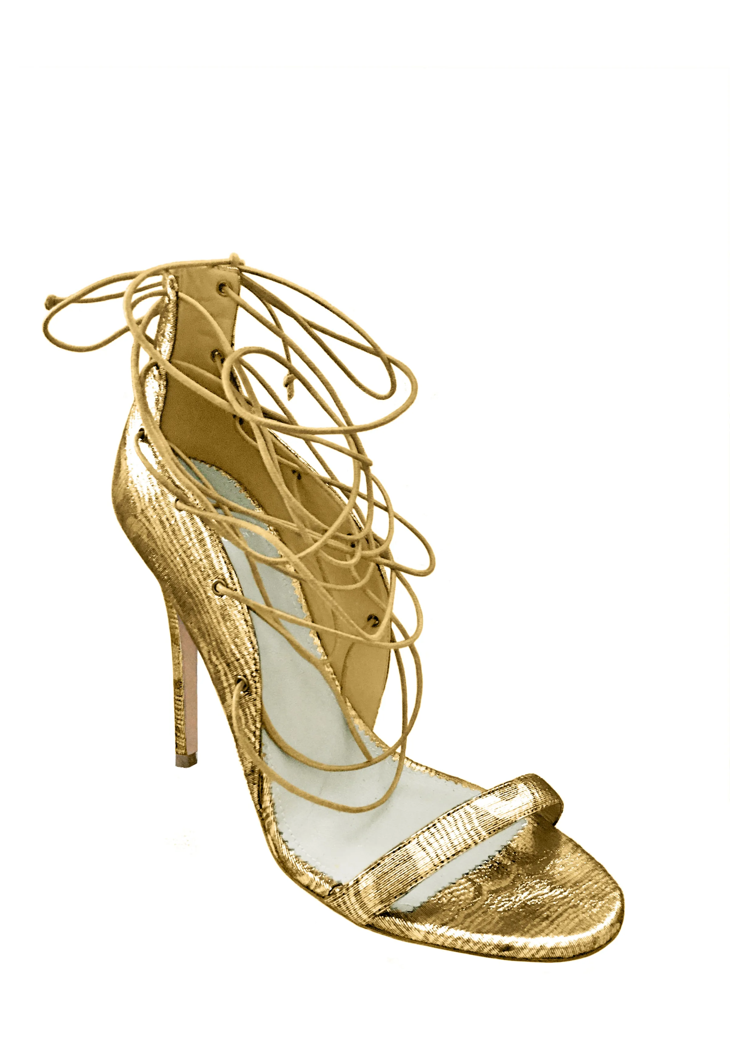 LARA GOLD LACE-UP SANDALS