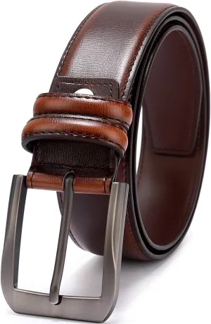 Men??s Casual Leather Jeans Belts 1 1/2?? Wide 4MM Thick Alloy Prong Buckle Work Dress Belt for Men