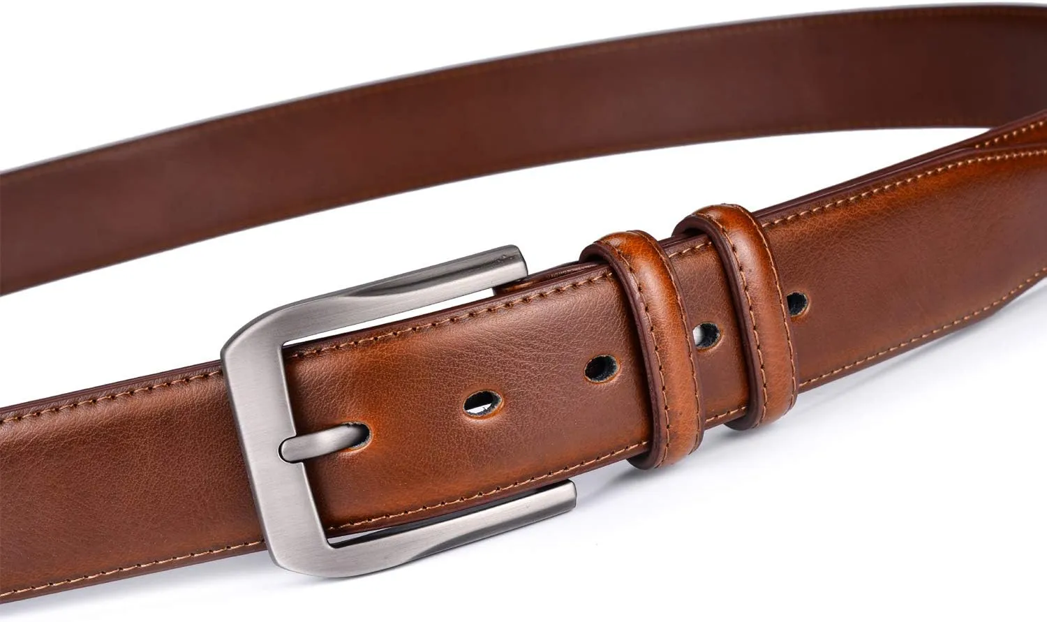 Men??s Casual Leather Jeans Belts 1 1/2?? Wide 4MM Thick Alloy Prong Buckle Work Dress Belt for Men