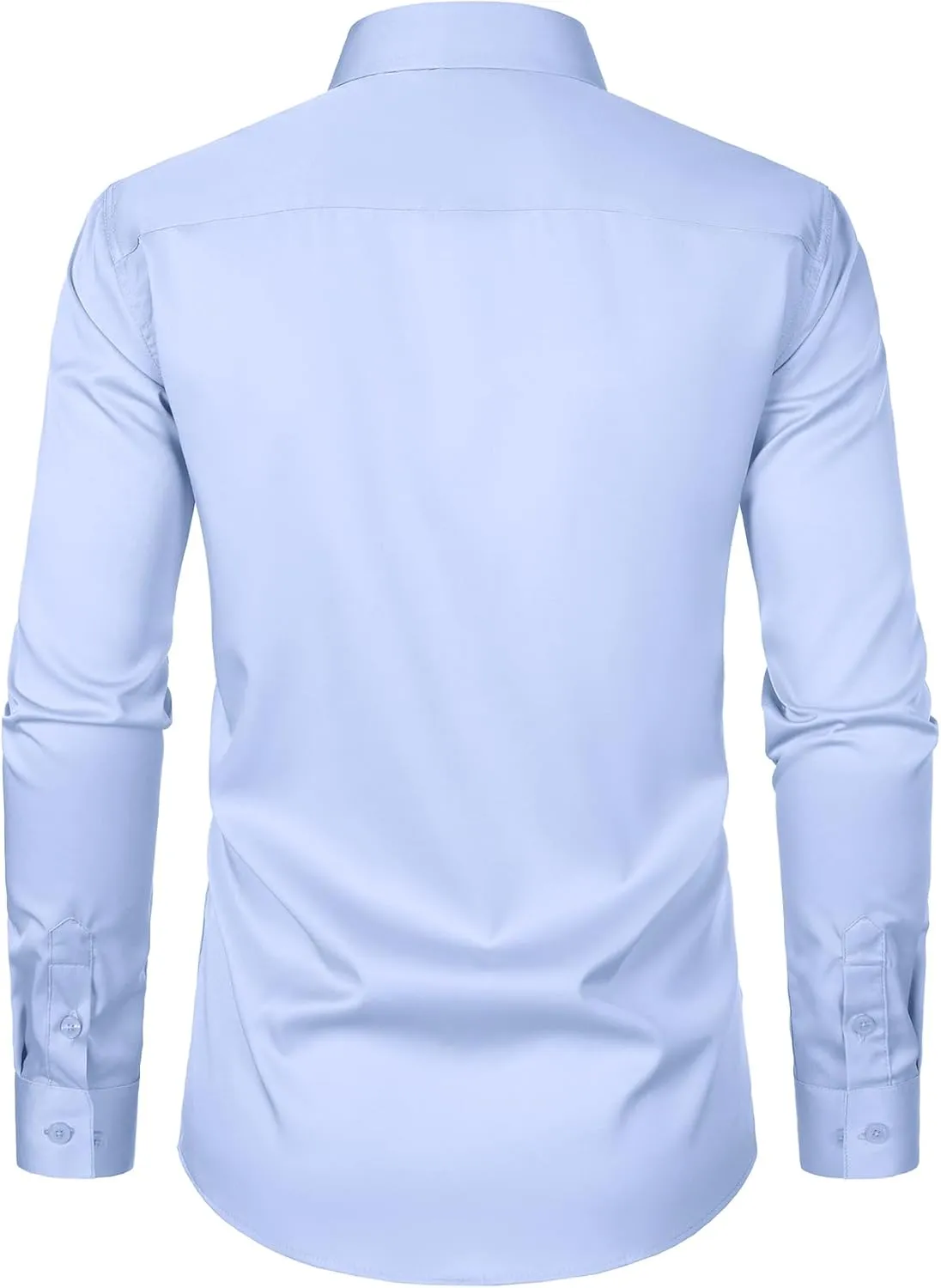 Men's Stretch Slim Fit Dress Shirts Formal Wedding Prom Business Long Sleeve Button Down Shirt with Pocket