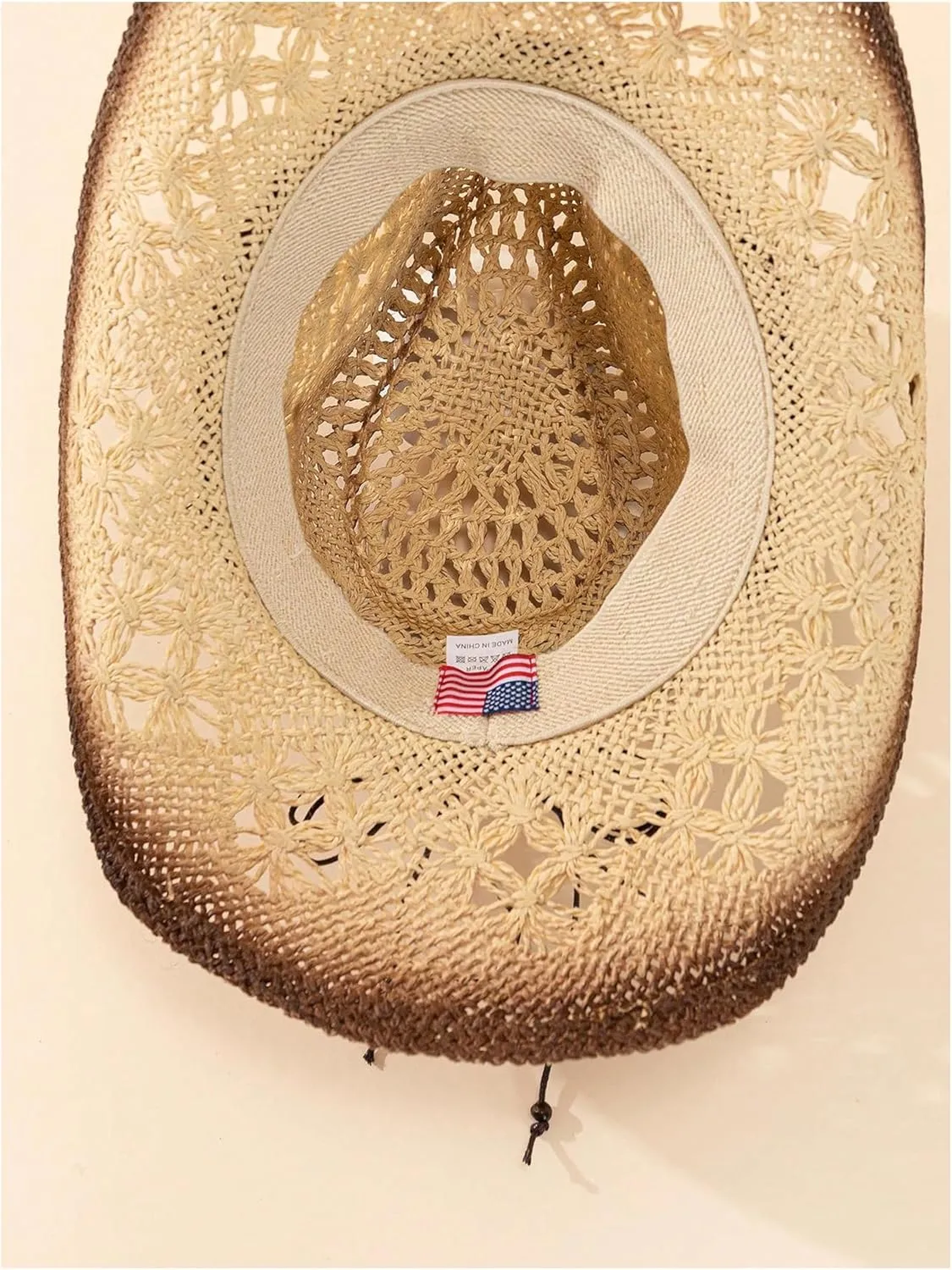 QWINEE Western Straw Cowboy Hat Cowgirl Hats Hollow Out Summer Beach Sun Hat for Women Men