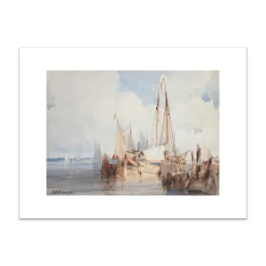 Richard Parkes Bonington, Fishing Boats Moored in an Estuary