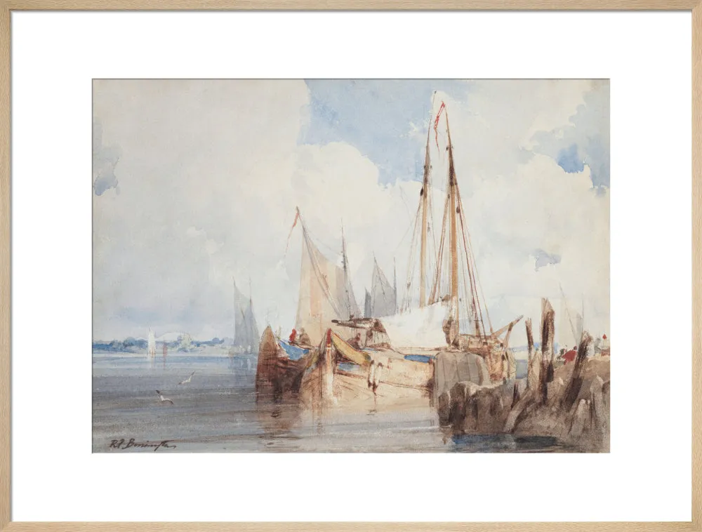 Richard Parkes Bonington, Fishing Boats Moored in an Estuary