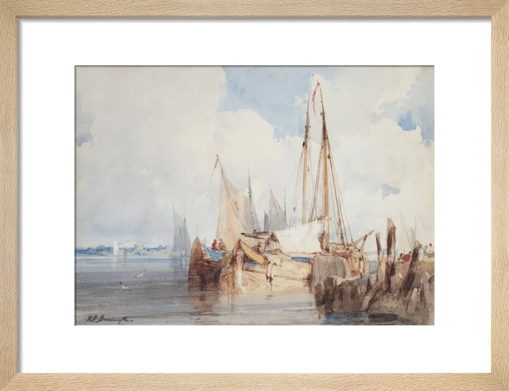Richard Parkes Bonington, Fishing Boats Moored in an Estuary