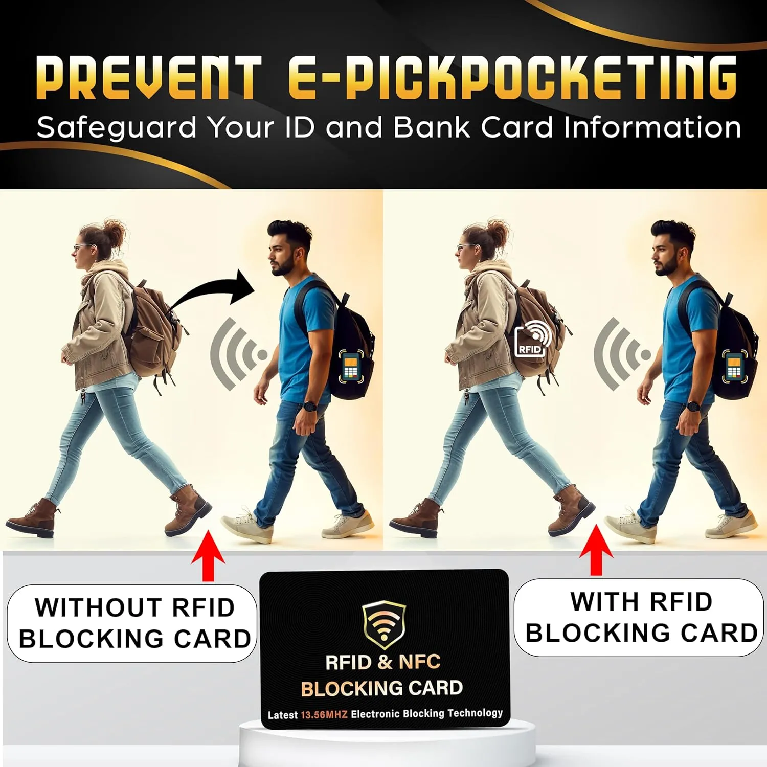 SaiTech IT 3 Pack RFID Blocking Card, One Card Protects Entire Wallet Purse, NFC Contactless Bank Debit Credit Card Protector ID ATM Guard Card Blocker?C(Black)