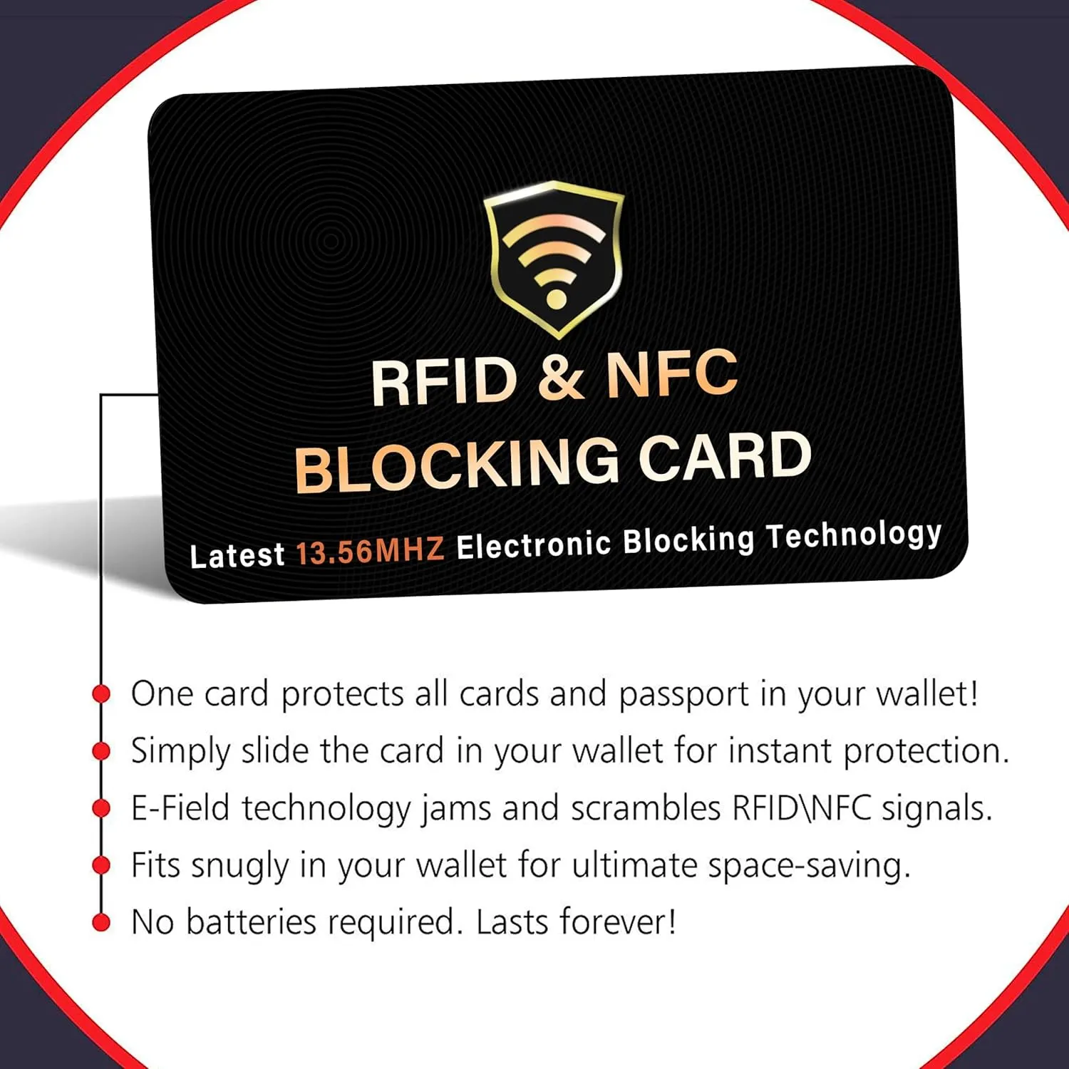 SaiTech IT 3 Pack RFID Blocking Card, One Card Protects Entire Wallet Purse, NFC Contactless Bank Debit Credit Card Protector ID ATM Guard Card Blocker?C(Black)
