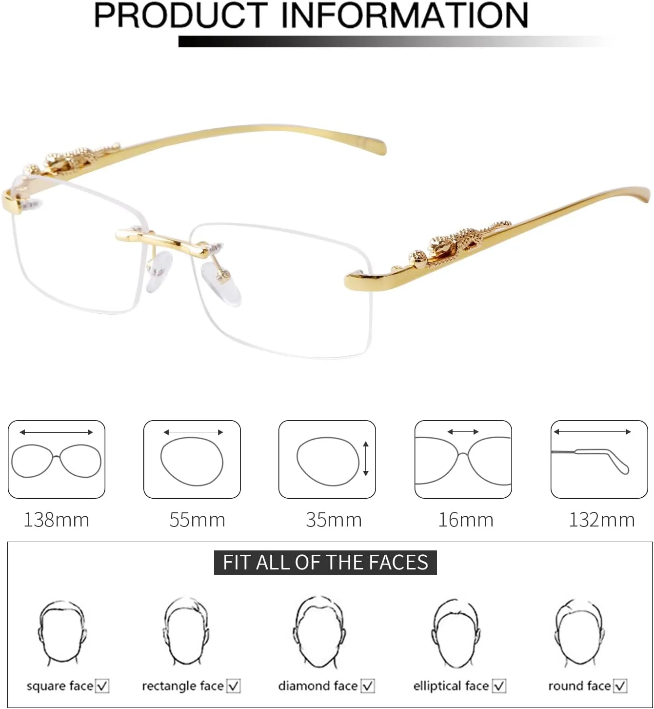 SDINM Rimless Sunglasses for Men Women Fashion Small Narrow Rectangle Sun Glasses Shades 90s Eyewear