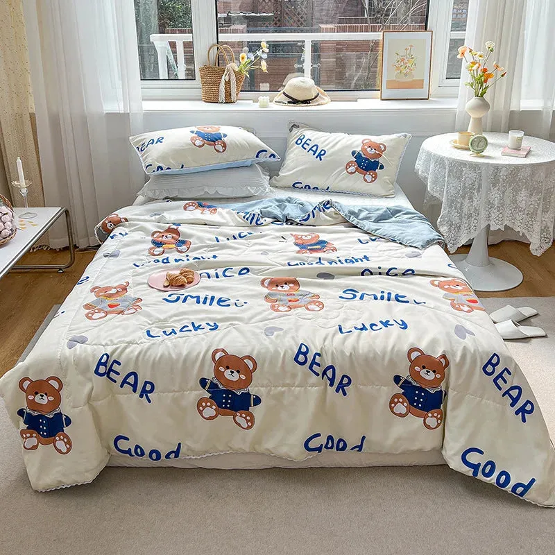 SINOTAO  -  Cute Dinosaur Quilts Summer Spring Breathable Polyester Cotton Twin Full Size Bed Blanket Soft Thin Boys Girls Home Textile