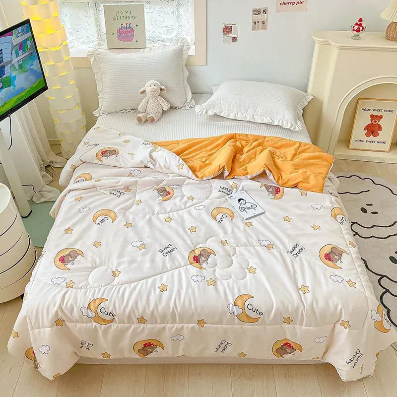 SINOTAO  -  Cute Dinosaur Quilts Summer Spring Breathable Polyester Cotton Twin Full Size Bed Blanket Soft Thin Boys Girls Home Textile
