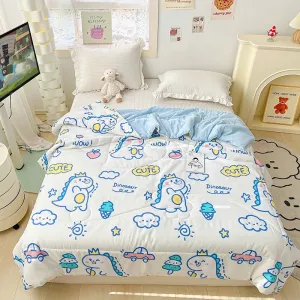 SINOTAO  -  Cute Dinosaur Quilts Summer Spring Breathable Polyester Cotton Twin Full Size Bed Blanket Soft Thin Boys Girls Home Textile