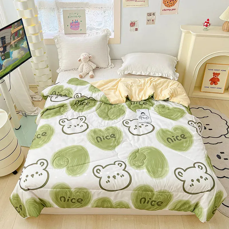 SINOTAO  -  Cute Dinosaur Quilts Summer Spring Breathable Polyester Cotton Twin Full Size Bed Blanket Soft Thin Boys Girls Home Textile