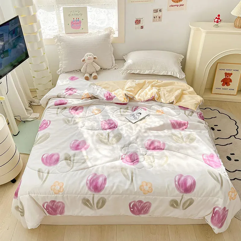 SINOTAO  -  Cute Dinosaur Quilts Summer Spring Breathable Polyester Cotton Twin Full Size Bed Blanket Soft Thin Boys Girls Home Textile