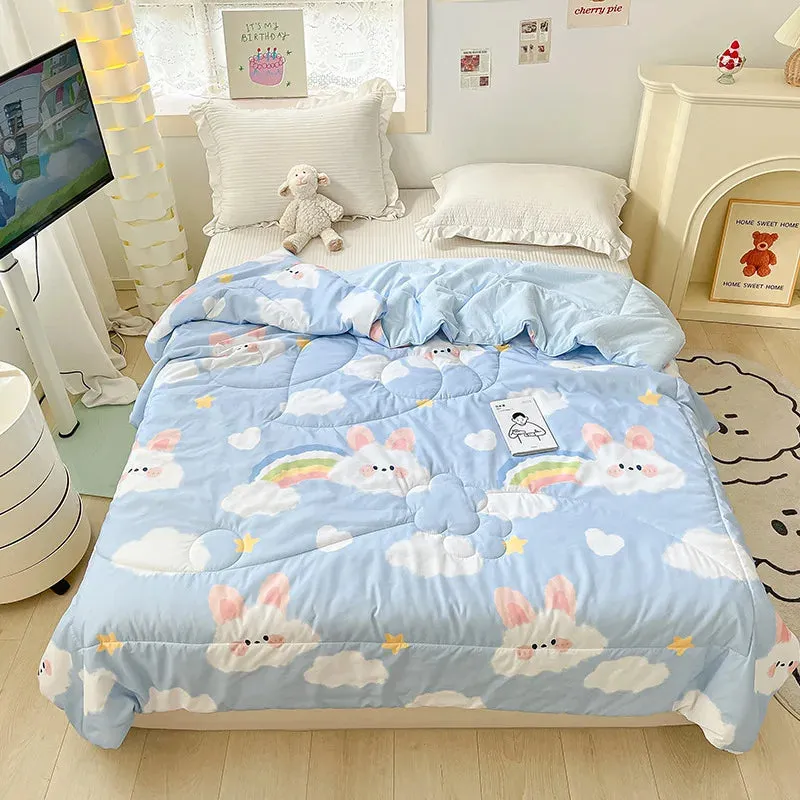 SINOTAO  -  Cute Dinosaur Quilts Summer Spring Breathable Polyester Cotton Twin Full Size Bed Blanket Soft Thin Boys Girls Home Textile
